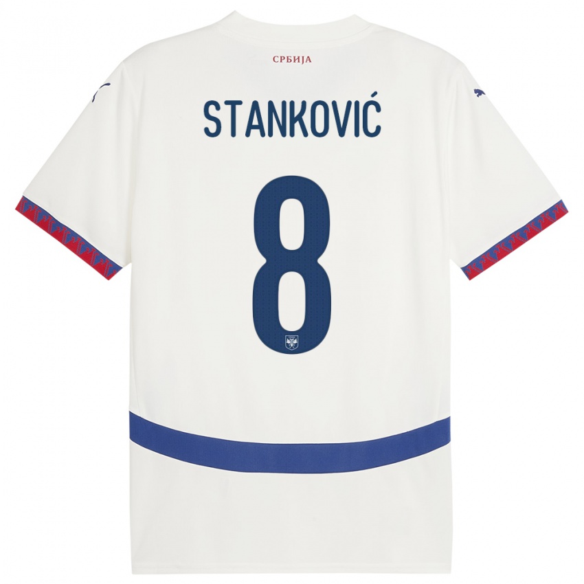 Dětské Srbsko Aleksandar Stankovic #8 Bílý Daleko Hráčské Dresy 24-26 Dres