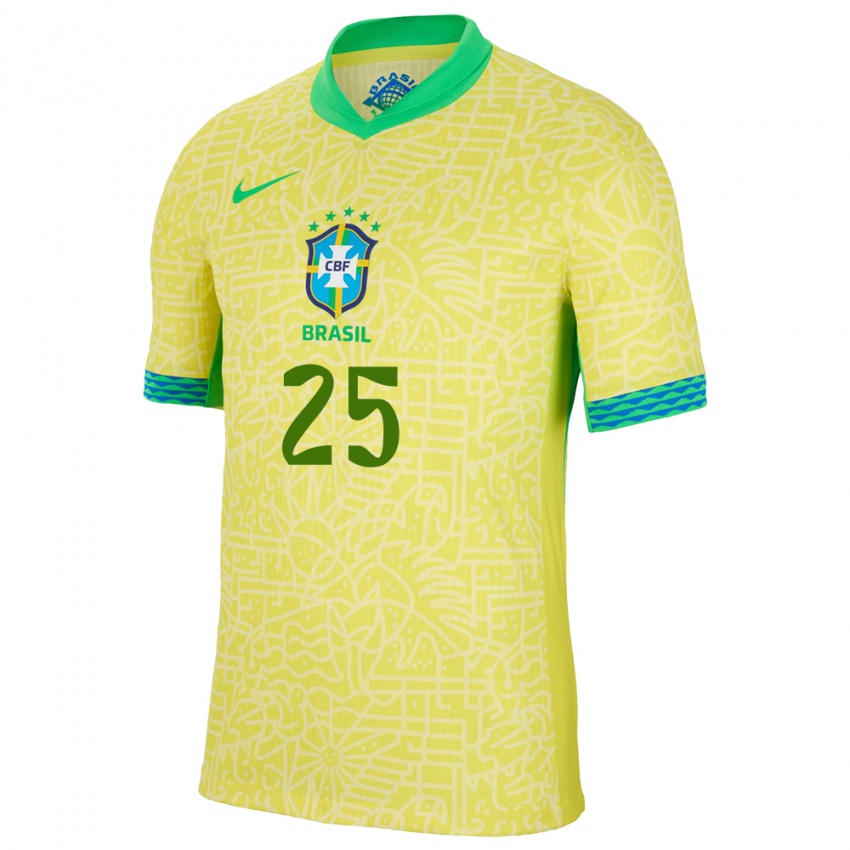 Pánské Brazílie Pedro #25 Žlutá Domů Hráčské Dresy 24-26 Dres