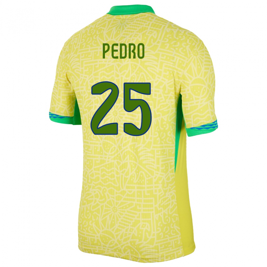 Pánské Brazílie Pedro #25 Žlutá Domů Hráčské Dresy 24-26 Dres