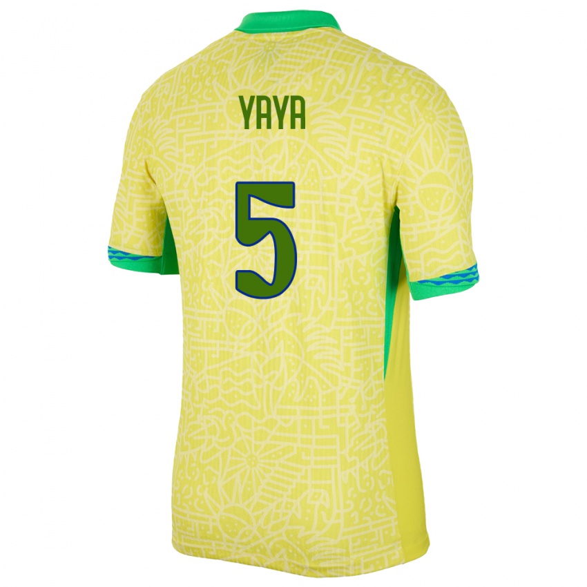 Pánské Brazílie Yaya #5 Žlutá Domů Hráčské Dresy 24-26 Dres