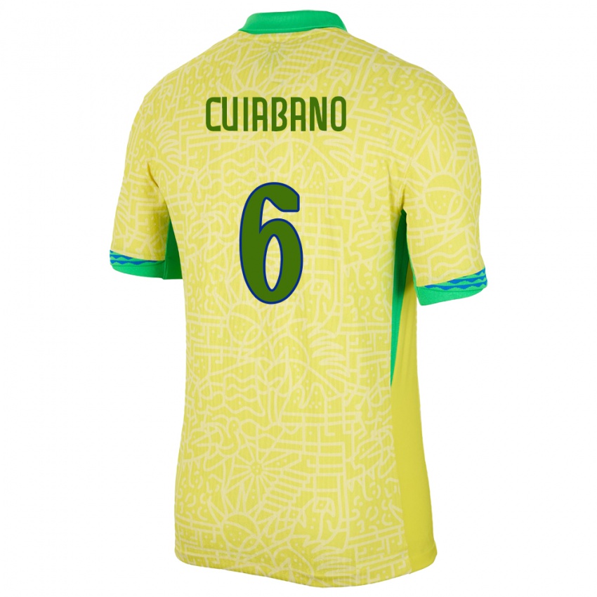 Pánské Brazílie Cuiabano #6 Žlutá Domů Hráčské Dresy 24-26 Dres