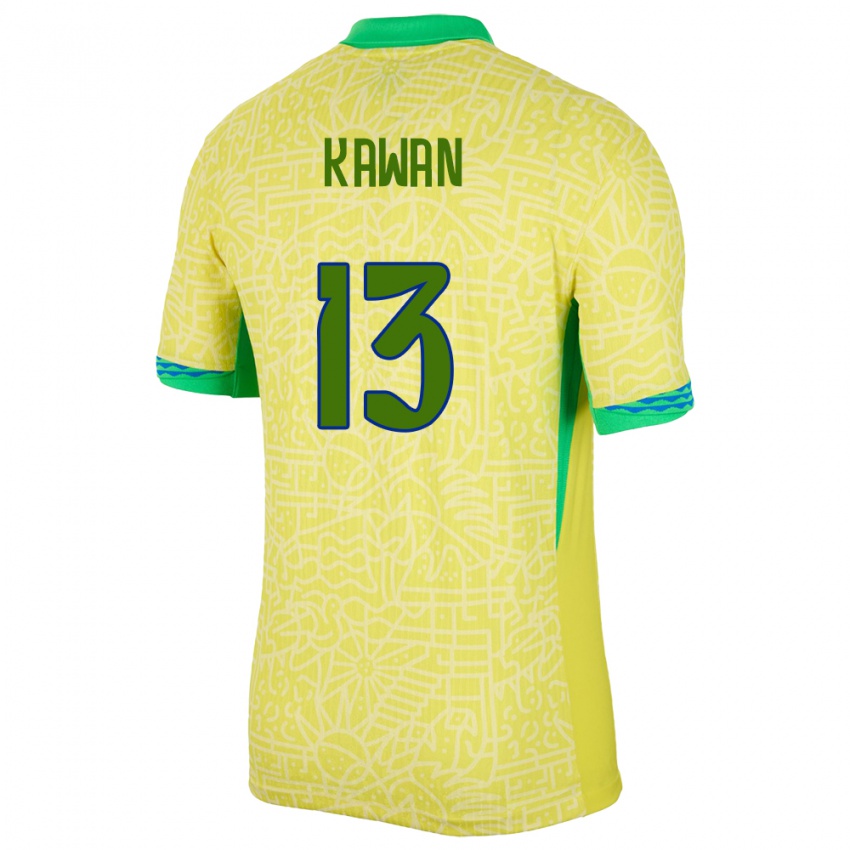 Pánské Brazílie Lucas Kawan #13 Žlutá Domů Hráčské Dresy 24-26 Dres