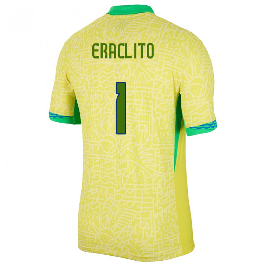 Pánské Brazílie Marcelo Eraclito #1 Žlutá Domů Hráčské Dresy 24-26 Dres