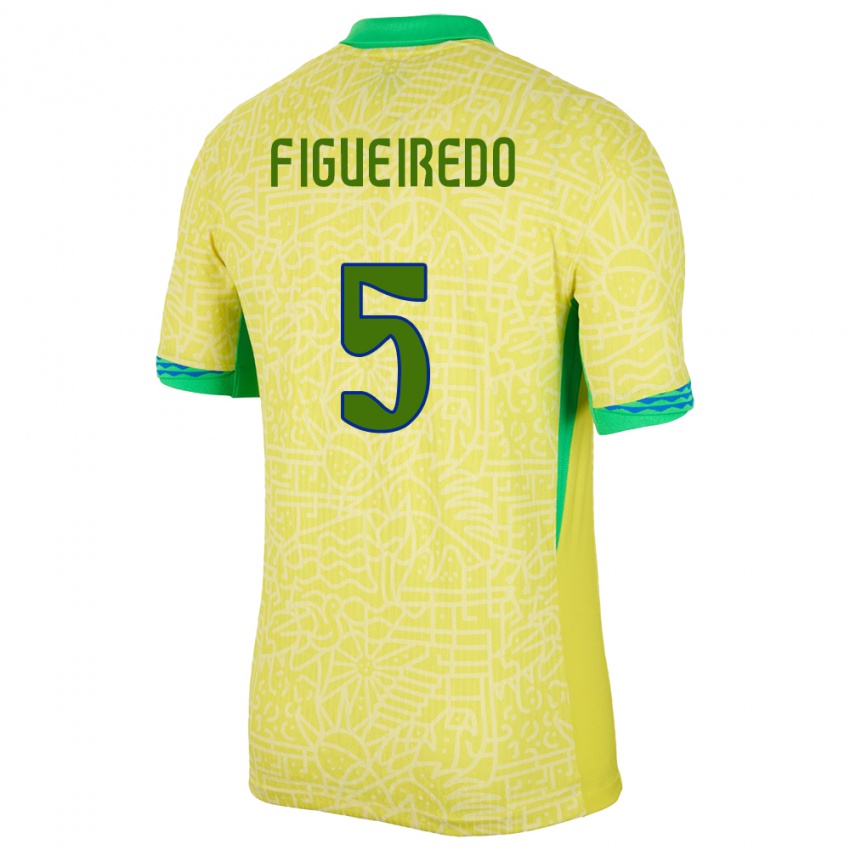 Pánské Brazílie Vitor Figueiredo #5 Žlutá Domů Hráčské Dresy 24-26 Dres