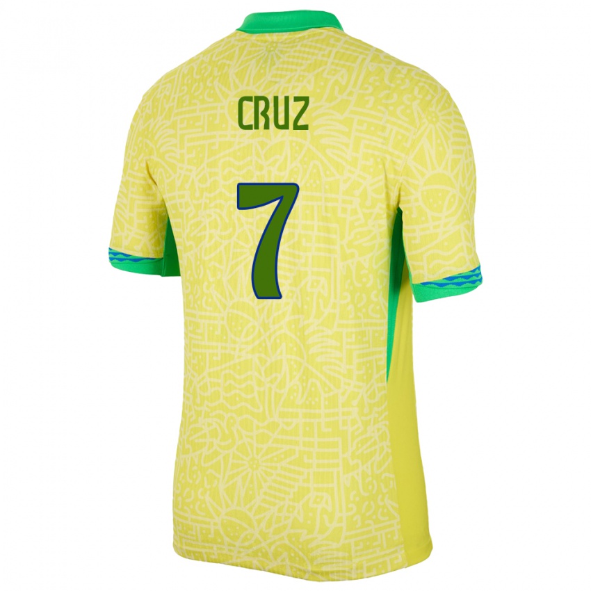 Pánské Brazílie Joao Cruz #7 Žlutá Domů Hráčské Dresy 24-26 Dres