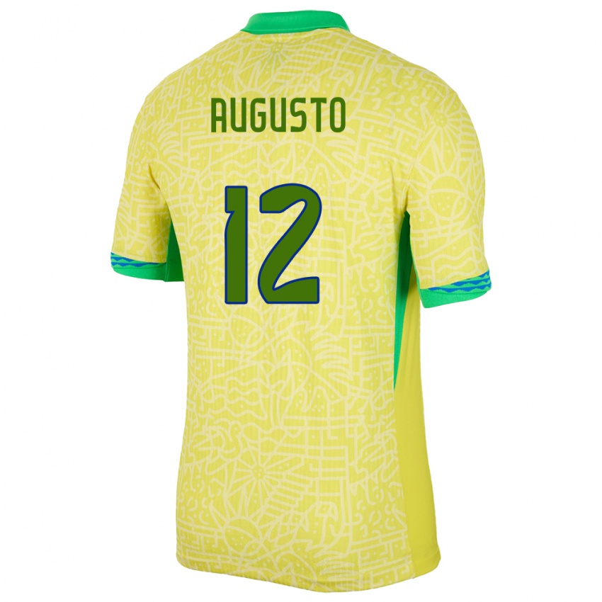 Pánské Brazílie Cesar Augusto #12 Žlutá Domů Hráčské Dresy 24-26 Dres