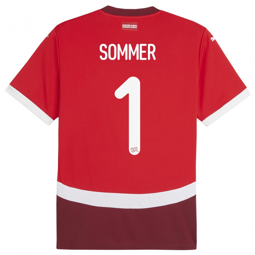 Pánské Švýcarsko Yann Sommer #1 Červené Domů Hráčské Dresy 24-26 Dres