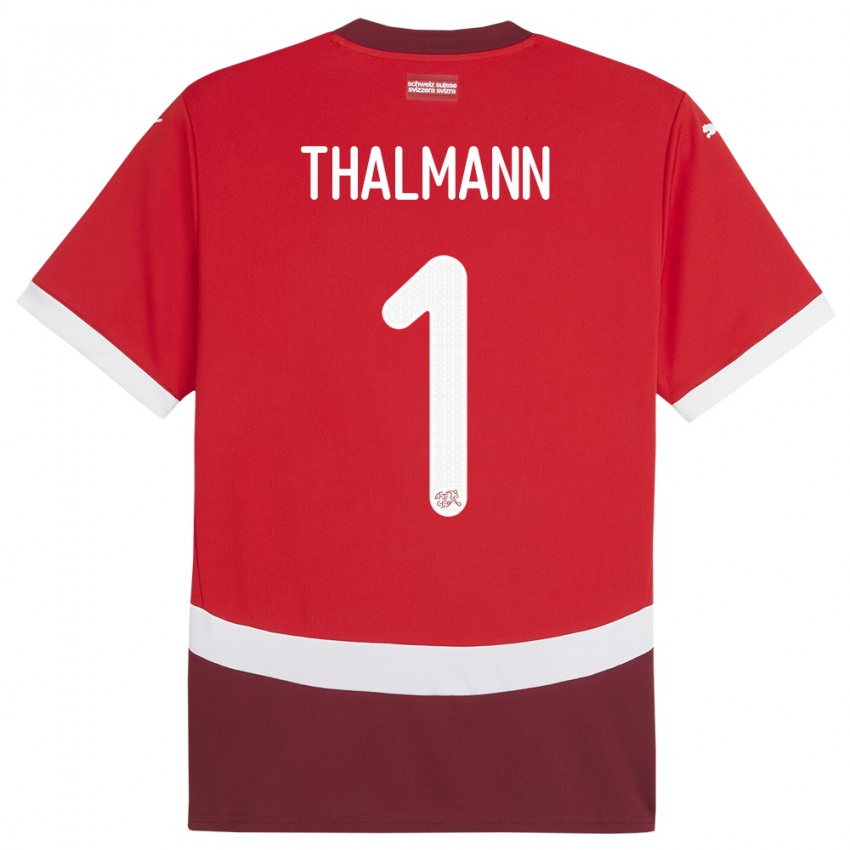 Pánské Švýcarsko Gaelle Thalmann #1 Červené Domů Hráčské Dresy 24-26 Dres