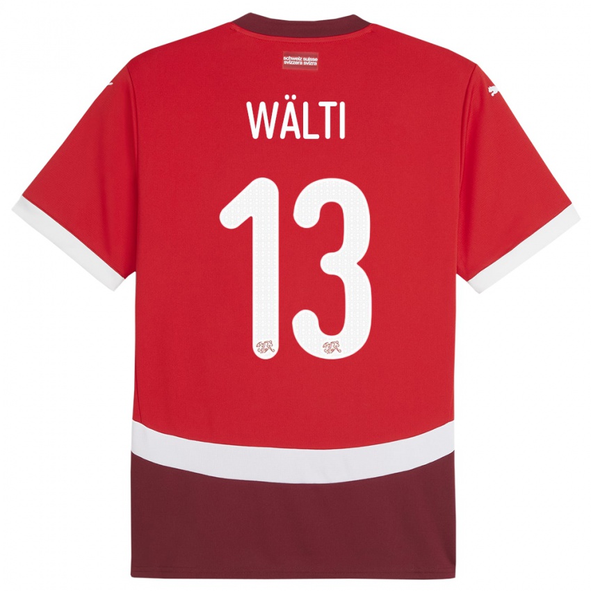 Pánské Švýcarsko Lia Walti #13 Červené Domů Hráčské Dresy 24-26 Dres
