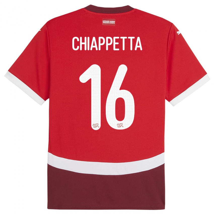 Pánské Švýcarsko Carmine Chiappetta #16 Červené Domů Hráčské Dresy 24-26 Dres