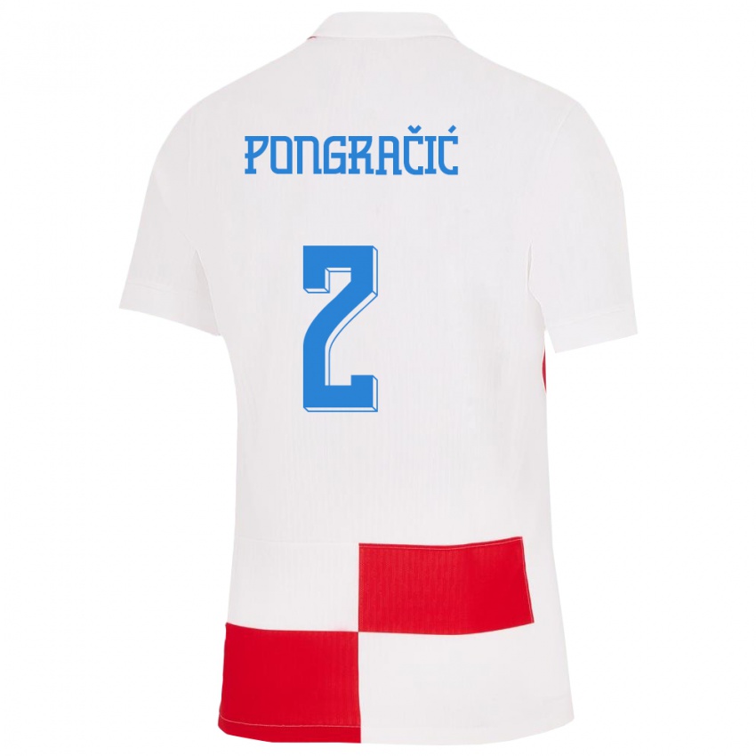 Pánské Chorvatsko Marin Pongracic #2 Bílá Červená Domů Hráčské Dresy 24-26 Dres