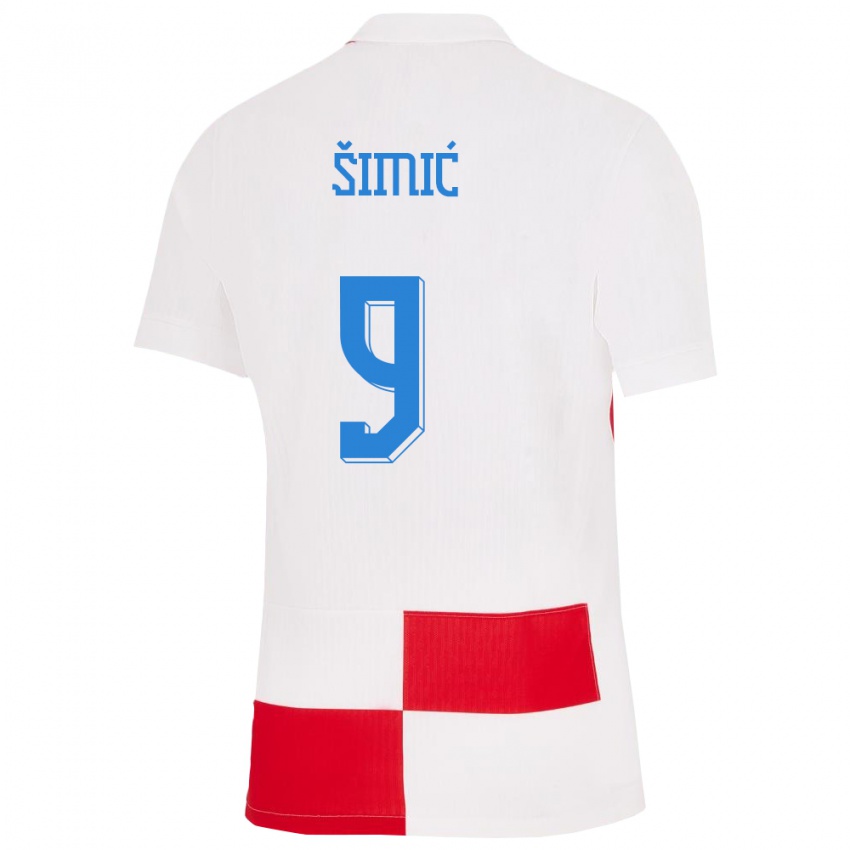 Pánské Chorvatsko Roko Simic #9 Bílá Červená Domů Hráčské Dresy 24-26 Dres