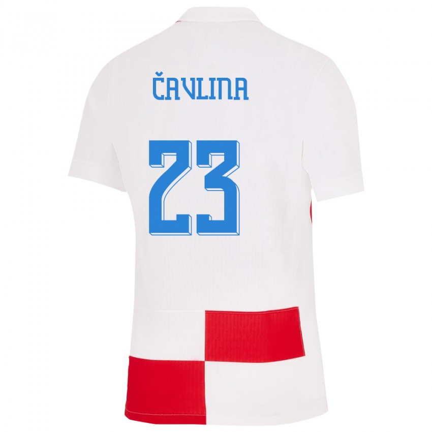 Pánské Chorvatsko Nikola Cavlina #23 Bílá Červená Domů Hráčské Dresy 24-26 Dres
