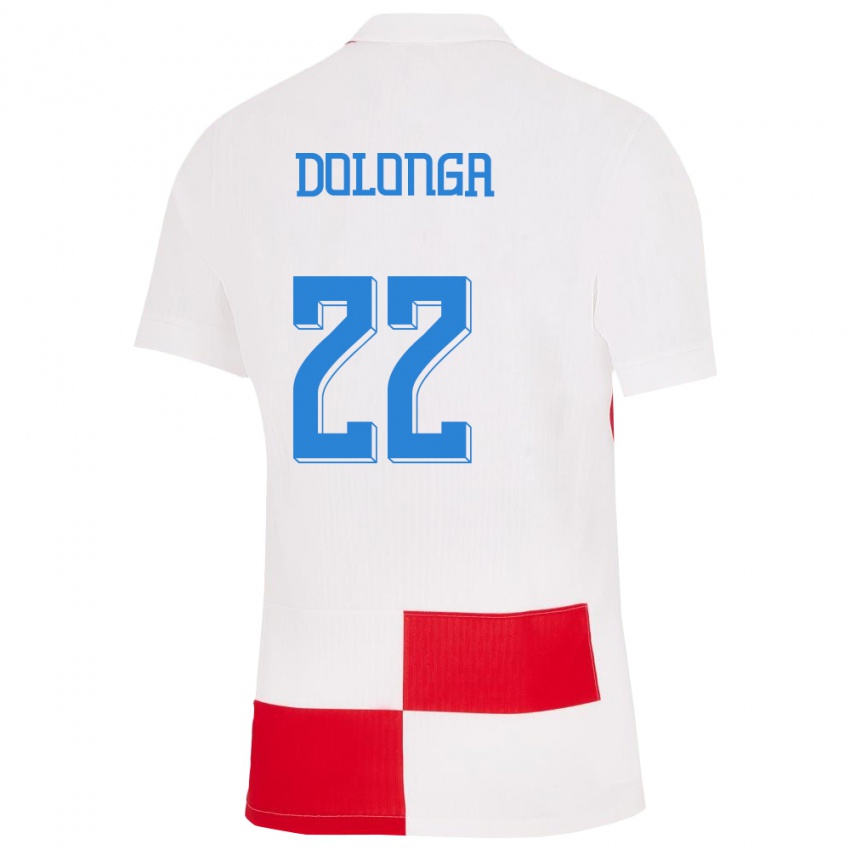 Pánské Chorvatsko Niko Dolonga #22 Bílá Červená Domů Hráčské Dresy 24-26 Dres