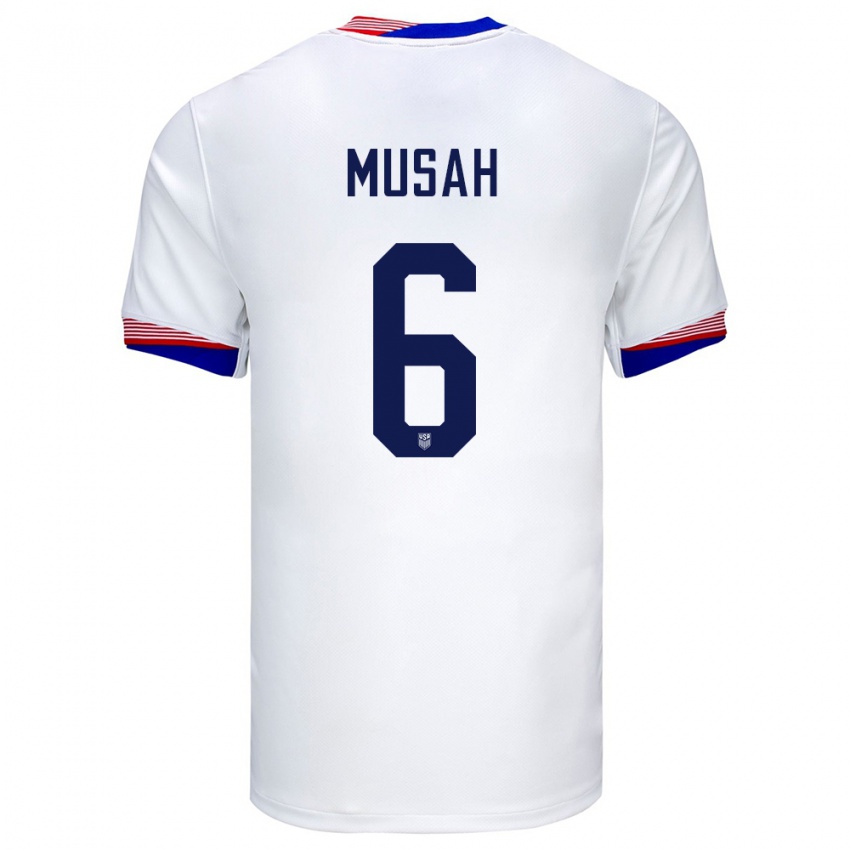 Pánské Spojené Státy Americké Yunus Musah #6 Bílý Domů Hráčské Dresy 24-26 Dres