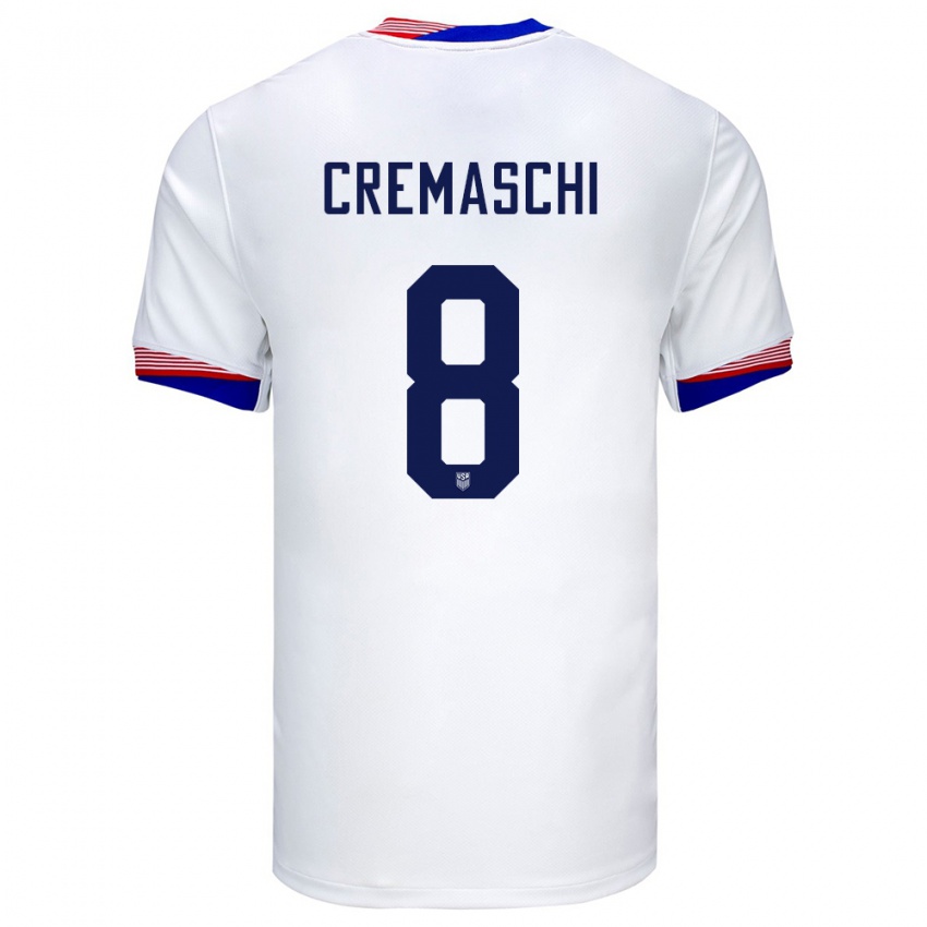Pánské Spojené Státy Americké Benjamin Cremaschi #8 Bílý Domů Hráčské Dresy 24-26 Dres