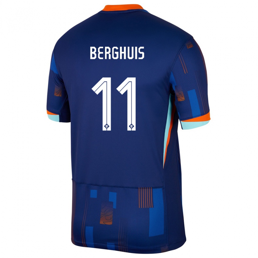 Pánské Nizozemsko Steven Berghuis #11 Modrý Daleko Hráčské Dresy 24-26 Dres