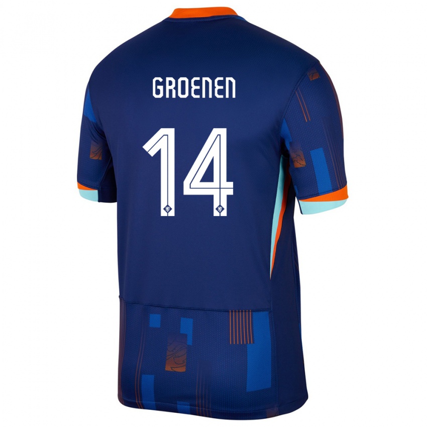 Pánské Nizozemsko Jackie Groenen #14 Modrý Daleko Hráčské Dresy 24-26 Dres