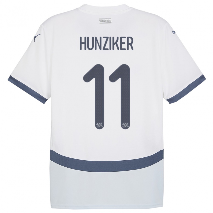 Pánské Švýcarsko Andrin Hunziker #11 Bílý Daleko Hráčské Dresy 24-26 Dres