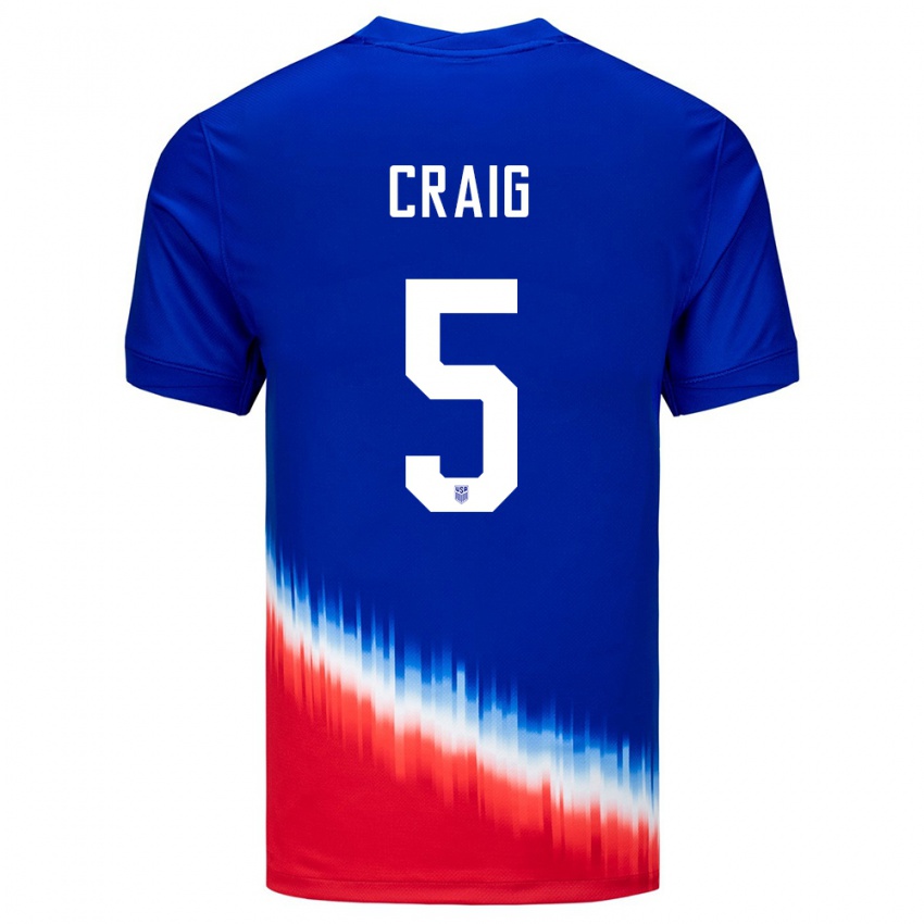Pánské Spojené Státy Americké Brandan Craig #5 Modrý Daleko Hráčské Dresy 24-26 Dres
