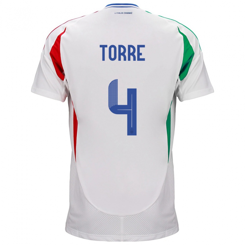 Pánské Itálie Pietro La Torre #4 Bílý Daleko Hráčské Dresy 24-26 Dres