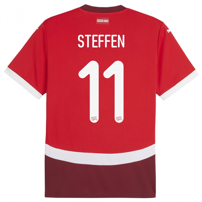 Dámské Švýcarsko Renato Steffen #11 Červené Domů Hráčské Dresy 24-26 Dres
