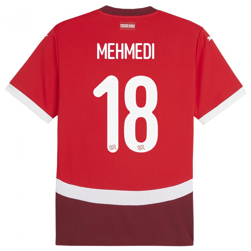 Dámské Švýcarsko Admir Mehmedi #18 Červené Domů Hráčské Dresy 24-26 Dres