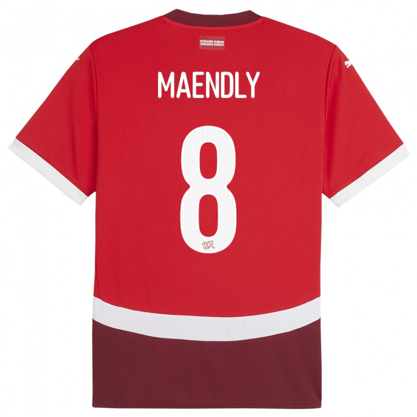 Dámské Švýcarsko Sandy Maendly #8 Červené Domů Hráčské Dresy 24-26 Dres