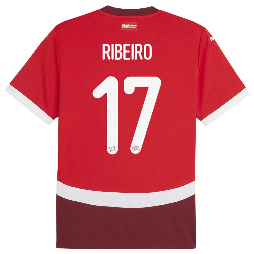 Dámské Švýcarsko Joel Ribeiro #17 Červené Domů Hráčské Dresy 24-26 Dres
