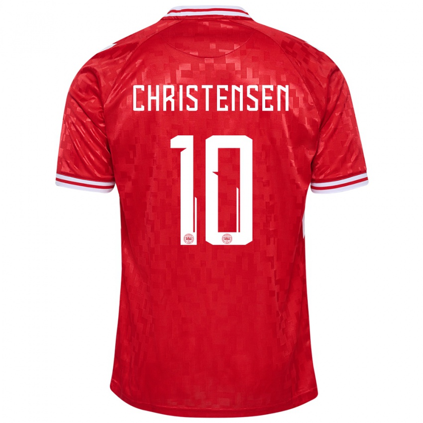 Dámské Dánsko Gustav Christensen #10 Červené Domů Hráčské Dresy 24-26 Dres