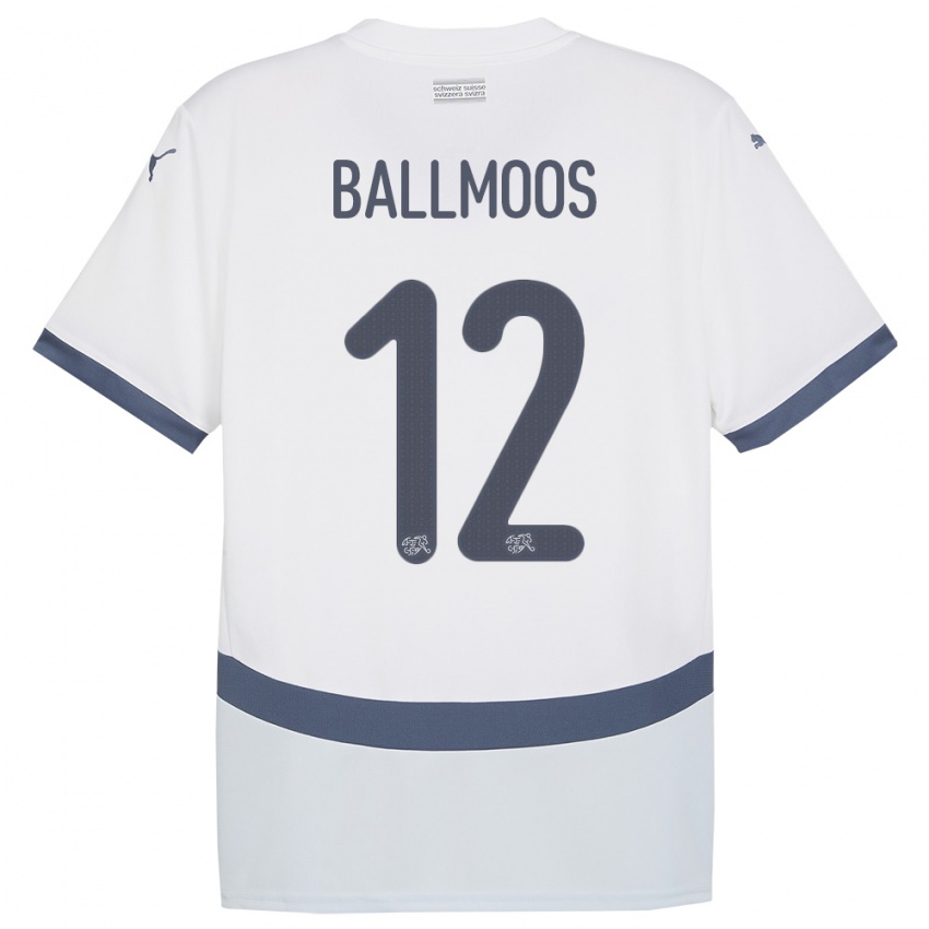 Dámské Švýcarsko David Von Ballmoos #12 Bílý Daleko Hráčské Dresy 24-26 Dres