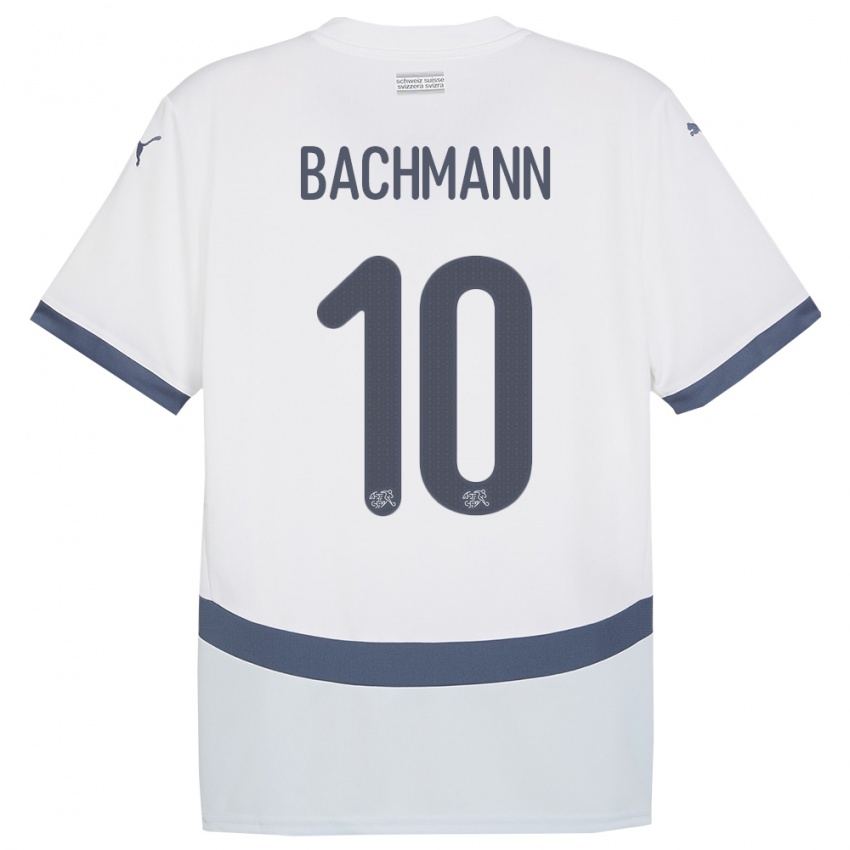 Dámské Švýcarsko Ramona Bachmann #10 Bílý Daleko Hráčské Dresy 24-26 Dres