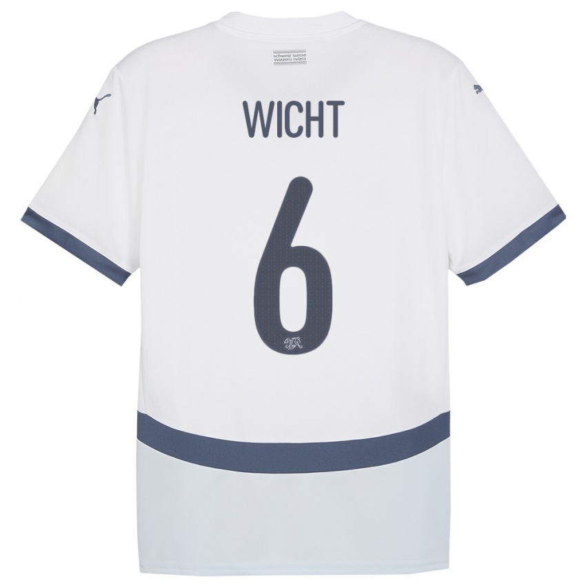 Dámské Švýcarsko Nathan Wicht #6 Bílý Daleko Hráčské Dresy 24-26 Dres
