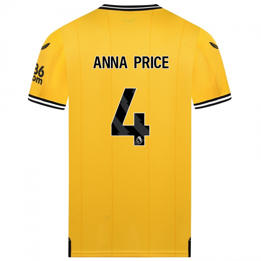 Dětské Anna Price #4 Žlutá Domů Hráčské Dresy 2023/24 Dres