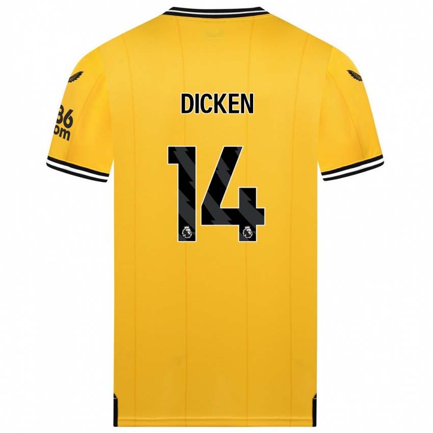 Dětské Amy Dicken #14 Žlutá Domů Hráčské Dresy 2023/24 Dres
