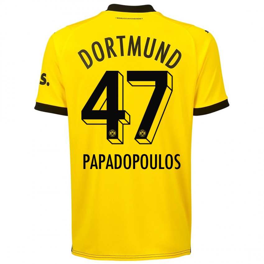Dětské Antonios Papadopoulos #47 Žlutá Domů Hráčské Dresy 2023/24 Dres