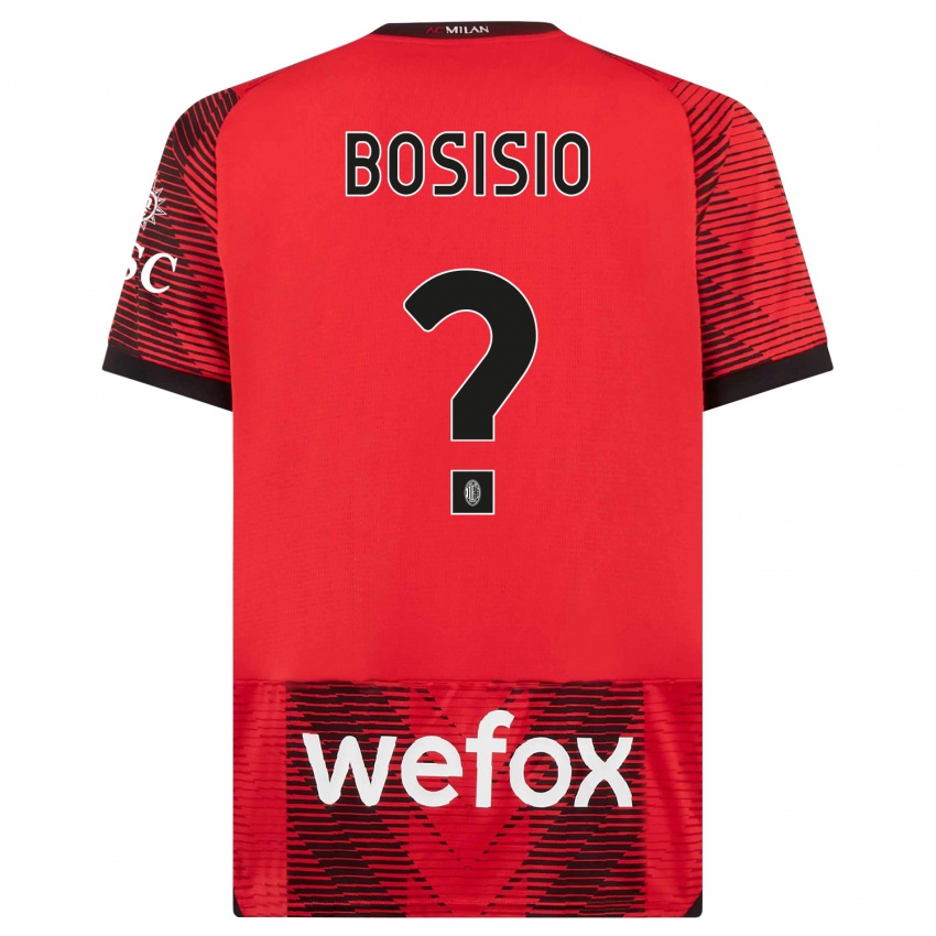 Dětské Josue Bosisio #0 Červená Černá Domů Hráčské Dresy 2023/24 Dres