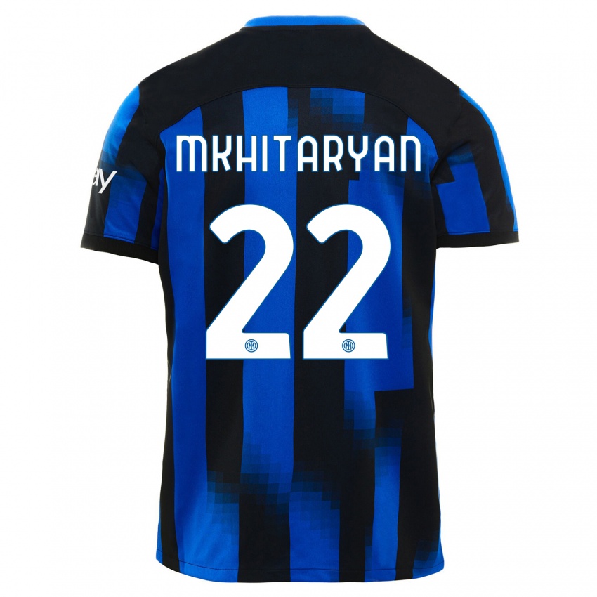 Dětské Henrikh Mkhitaryan #22 Černá Modrá Domů Hráčské Dresy 2023/24 Dres