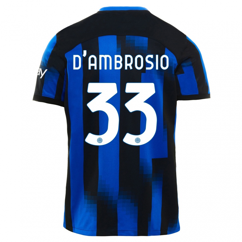 Dětské Danilo D'ambrosio #33 Černá Modrá Domů Hráčské Dresy 2023/24 Dres