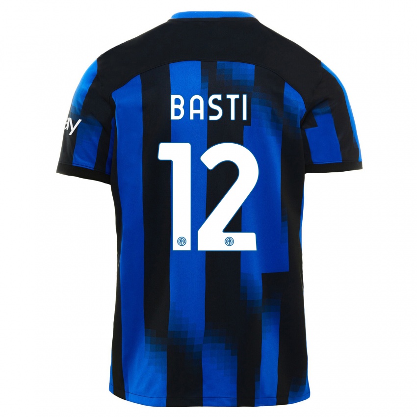 Dětské Matteo Basti #12 Černá Modrá Domů Hráčské Dresy 2023/24 Dres