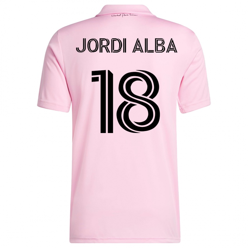 Dětské Jordi Alba #18 Růžový Domů Hráčské Dresy 2023/24 Dres