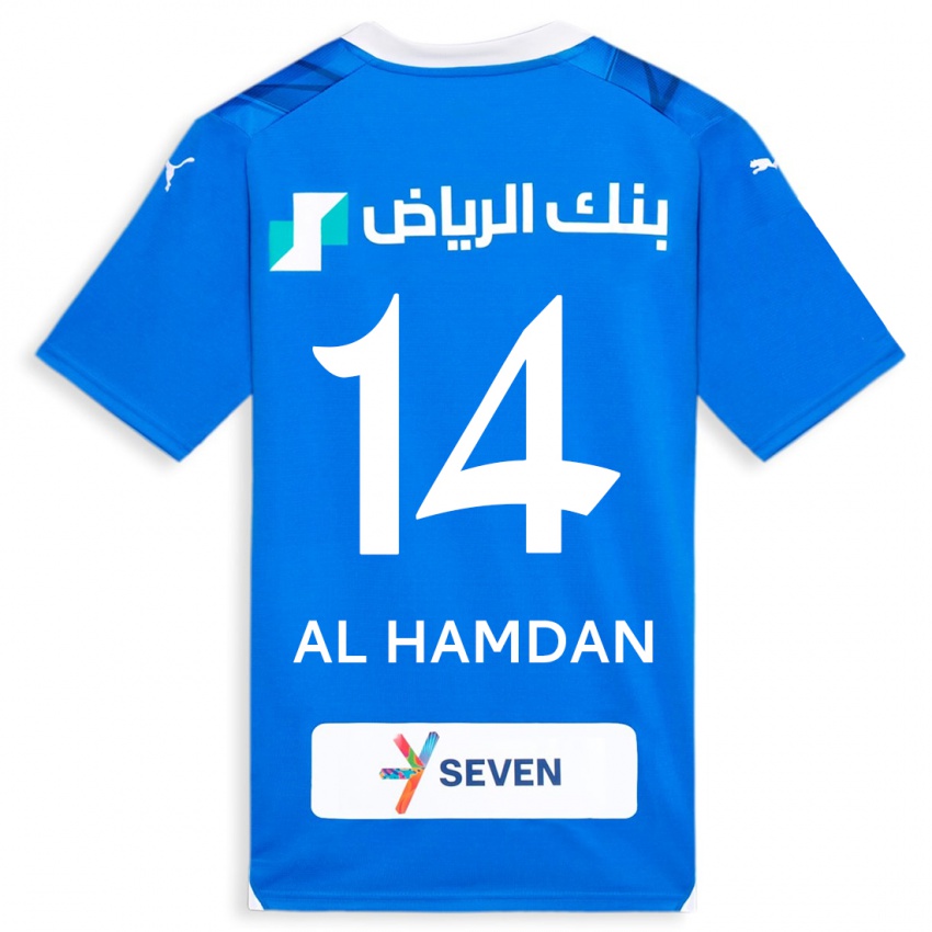 Dětské Abdullah Al-Hamdan #14 Modrý Domů Hráčské Dresy 2023/24 Dres