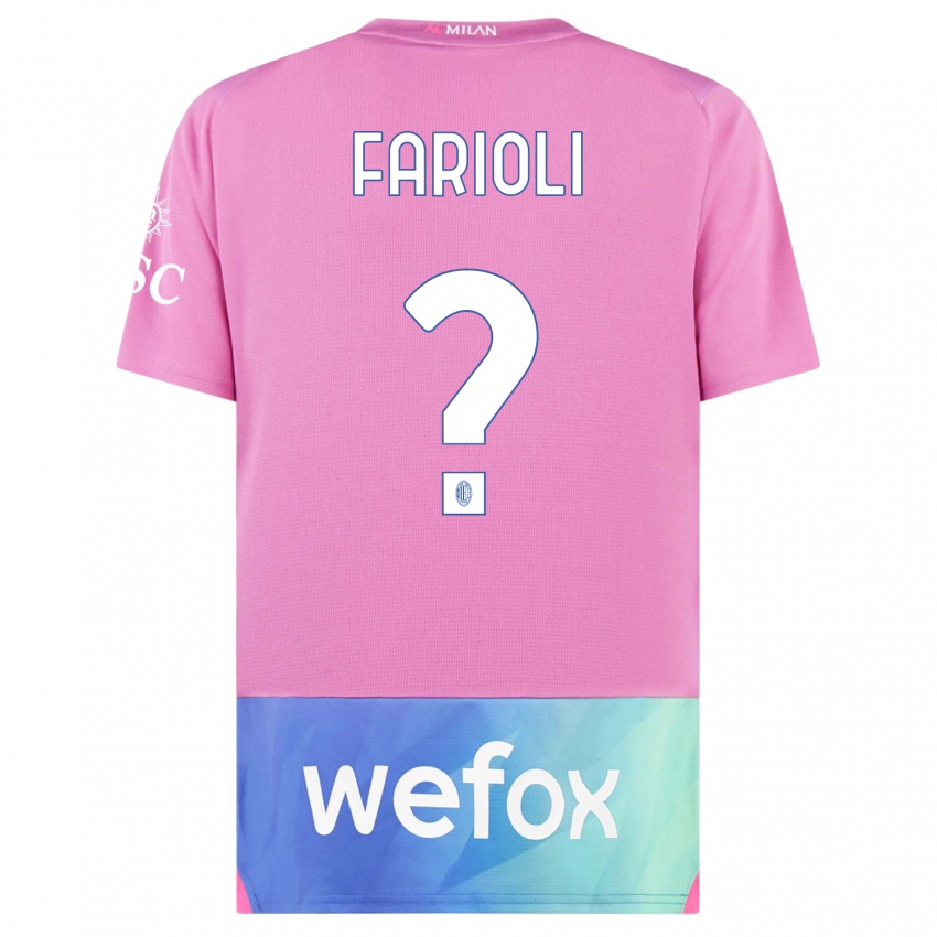 Dětské Simone Farioli #0 Růžová Fialová Třetí Hráčské Dresy 2023/24 Dres