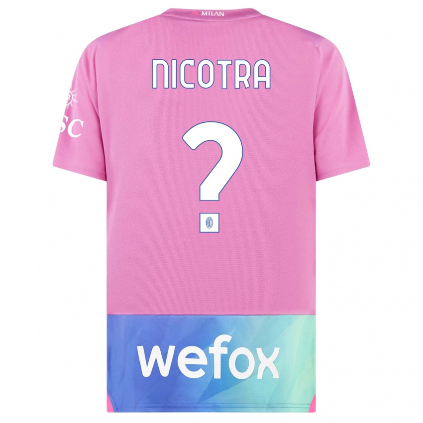Dětské Riccardo Nicotra #0 Růžová Fialová Třetí Hráčské Dresy 2023/24 Dres