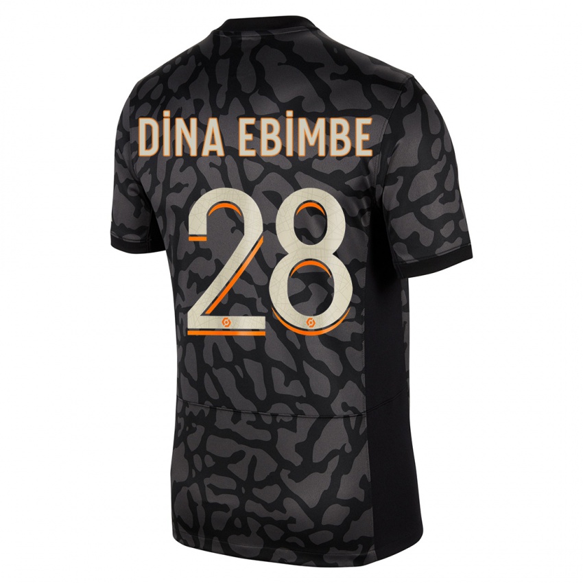 Dětské Eric Junior Dina Ebimbe #28 Černá Třetí Hráčské Dresy 2023/24 Dres