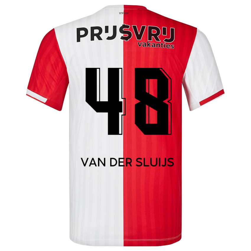 Pánské Joep Van Der Sluijs #48 Červená Bílá Domů Hráčské Dresy 2023/24 Dres