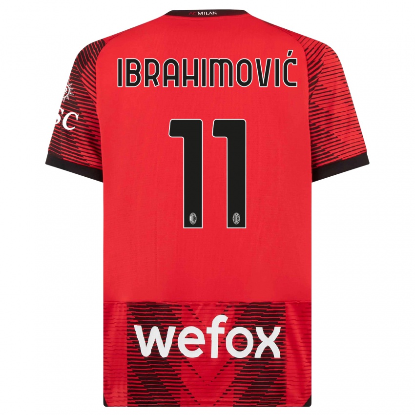 Pánské Zlatan Ibrahimovic #11 Červená Černá Domů Hráčské Dresy 2023/24 Dres