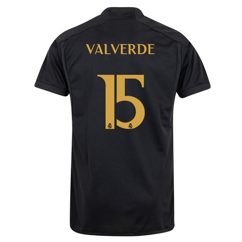 Pánské Federico Valverde #15 Černá Třetí Hráčské Dresy 2023/24 Dres
