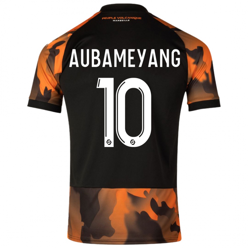 Pánské Pierre-Emerick Aubameyang #10 Černá Oranžová Třetí Hráčské Dresy 2023/24 Dres