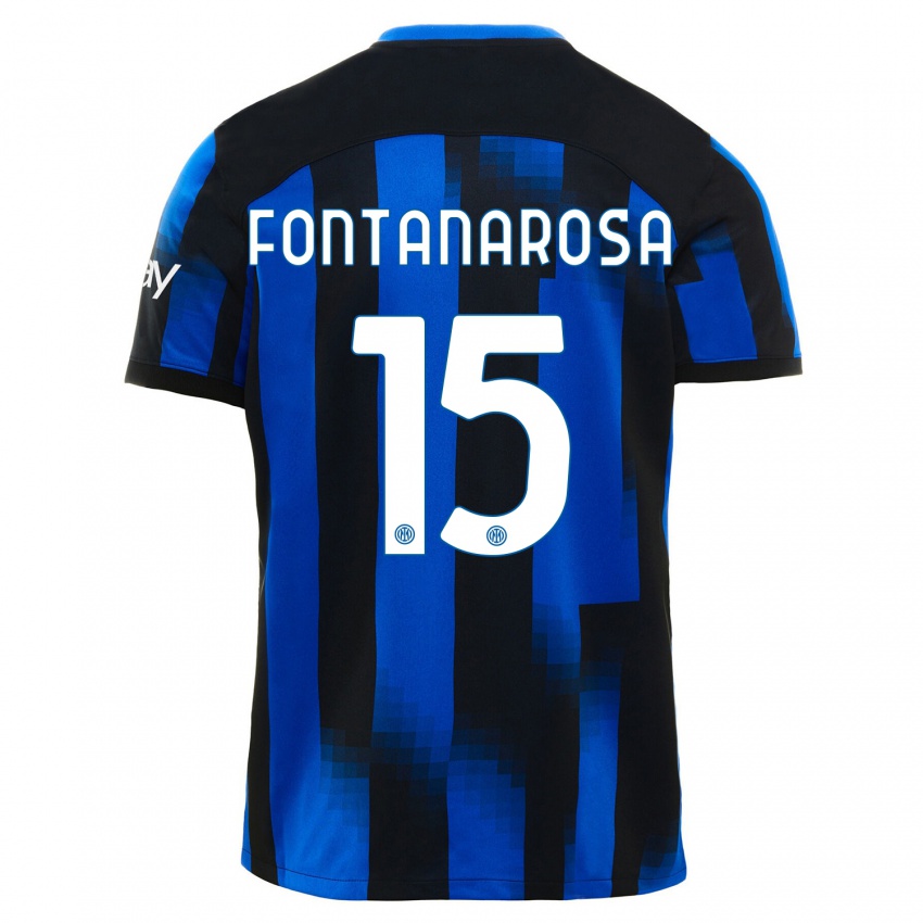 Dámské Alessandro Fontanarosa #15 Černá Modrá Domů Hráčské Dresy 2023/24 Dres